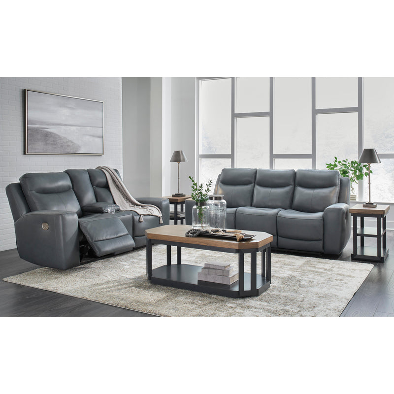 Signature Design by Ashley Mindanao Power Reclining Leather Match Loveseat U5950418C IMAGE 14