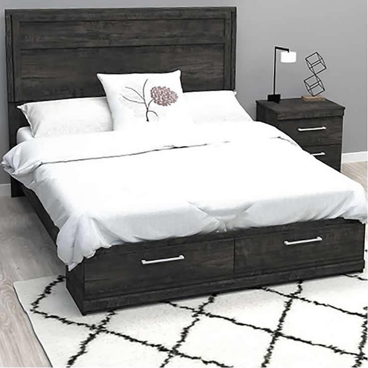 Dynamic Furniture Full Panel Bed with Storage 290 Full Panel Bed with Storage - Inky Maple IMAGE 1