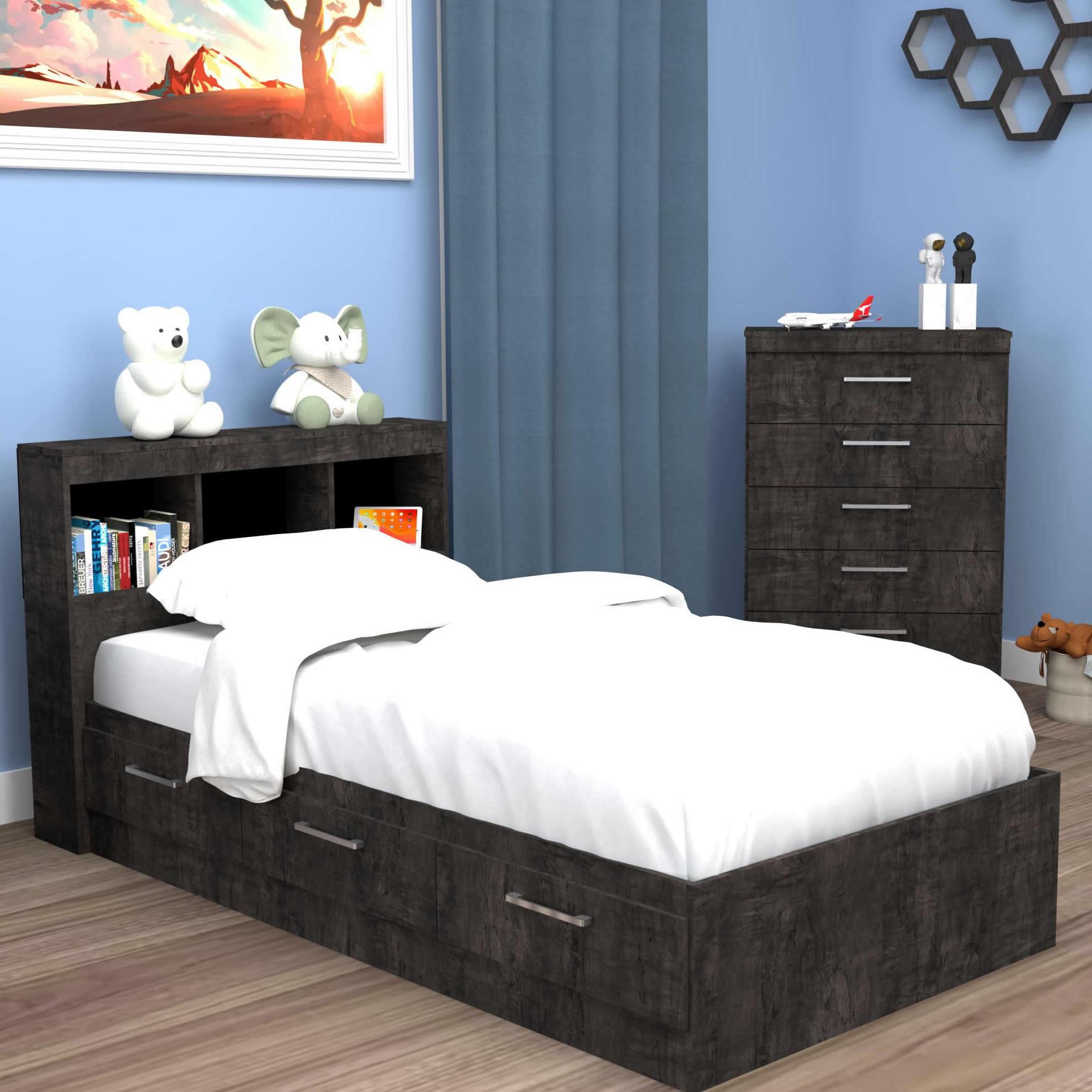 Dynamic Furniture Kids Beds Bed Marley 290Y Twin Bed with Storage - Inky Maple IMAGE 1