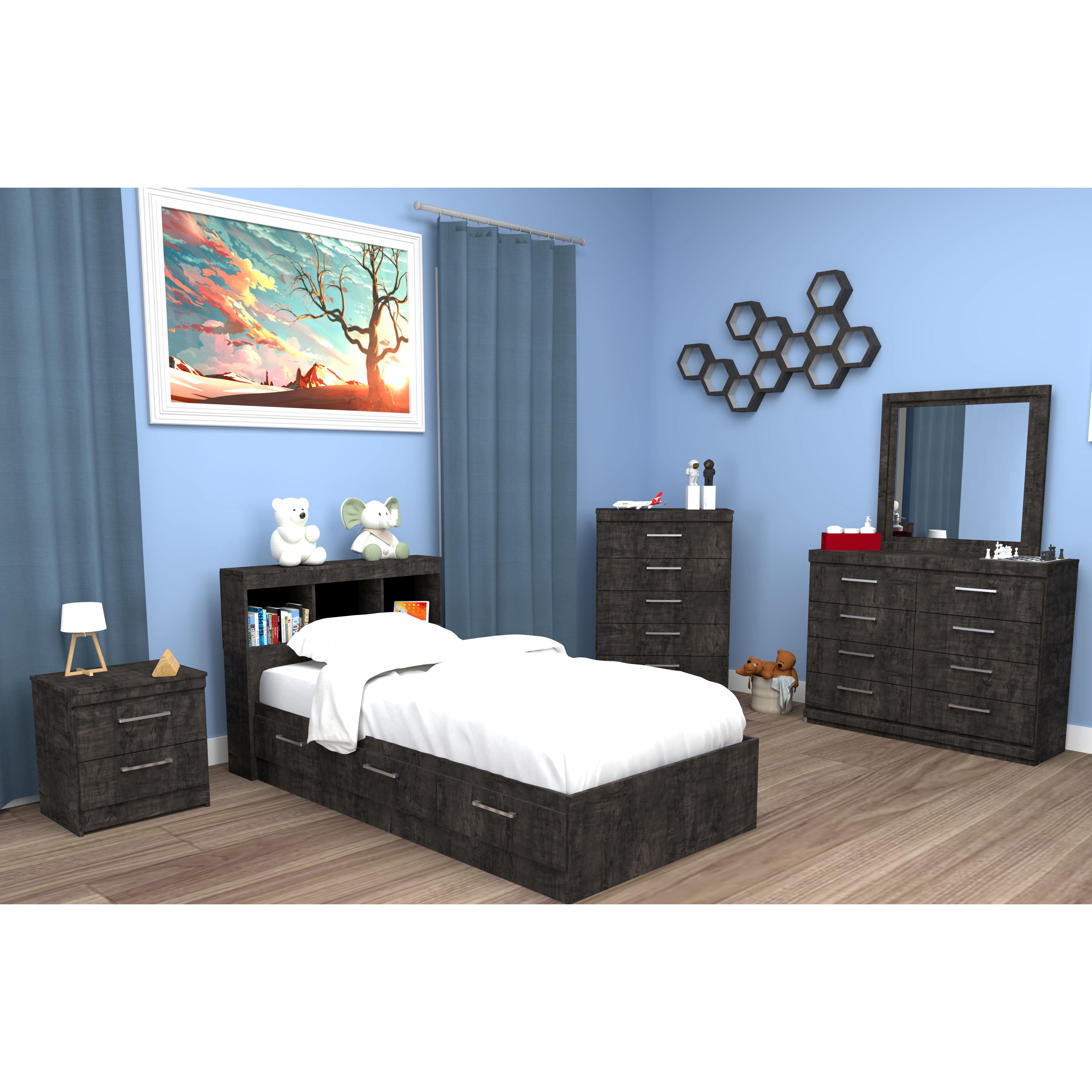 Dynamic Furniture Kids Beds Bed Marley 290Y Twin Bed with Storage - Inky Maple IMAGE 2