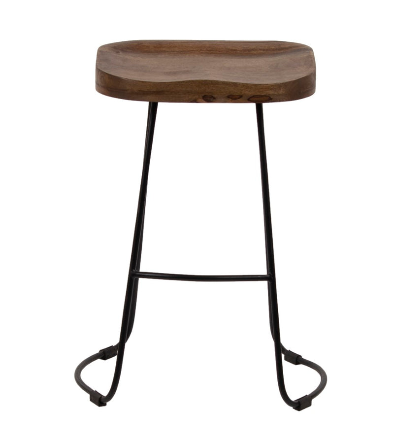 Live Edge Forge Boston Counter Stool  w/Hair Pin Legs -Washed Walnut & Black