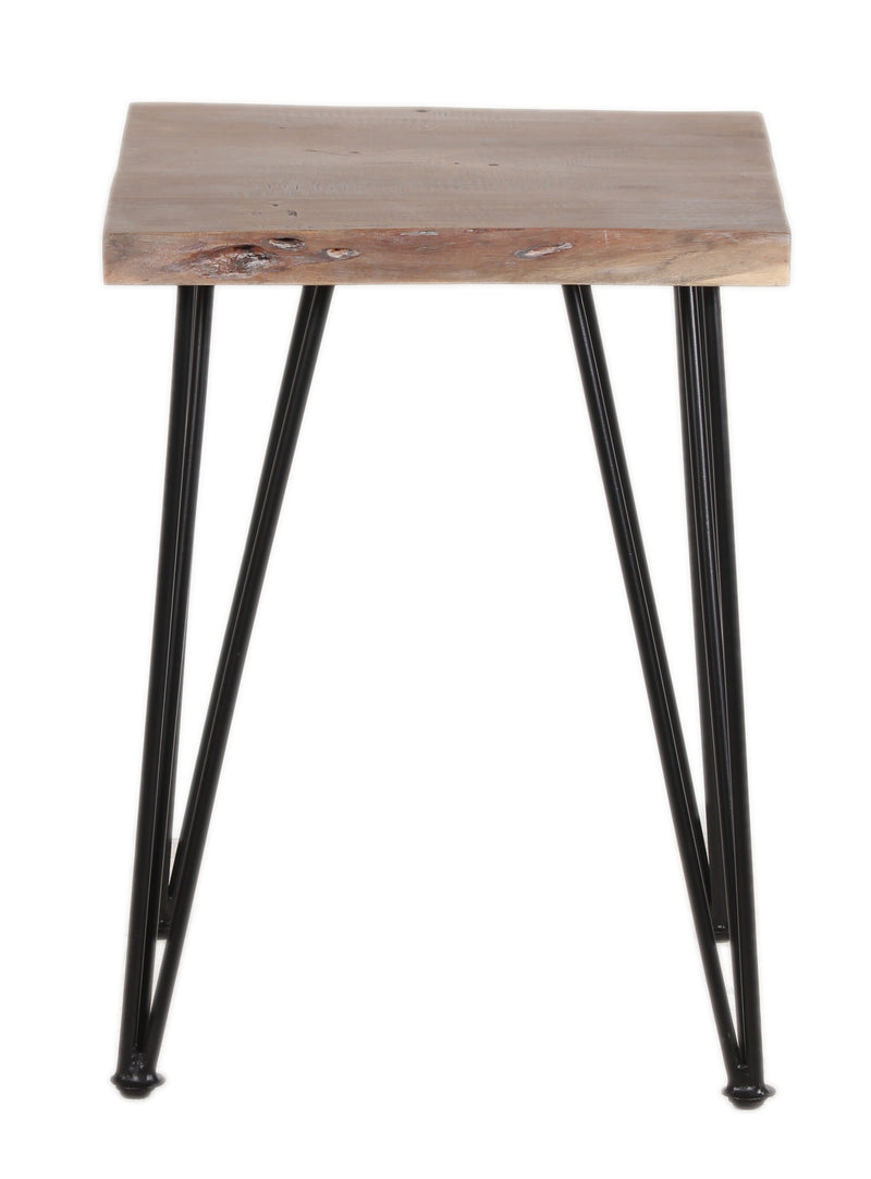 Live Edge Forge End Table w/Hair Pin Legs - Slate Grey & Black