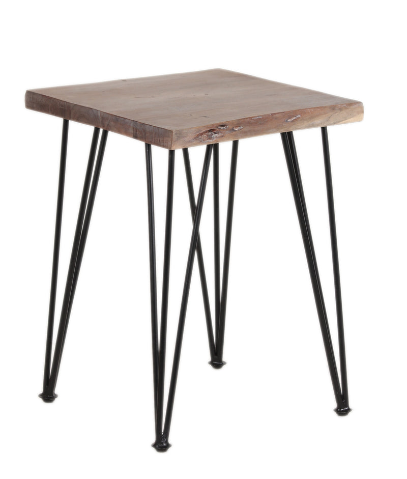 Live Edge Forge End Table w/Hair Pin Legs - Slate Grey & Black