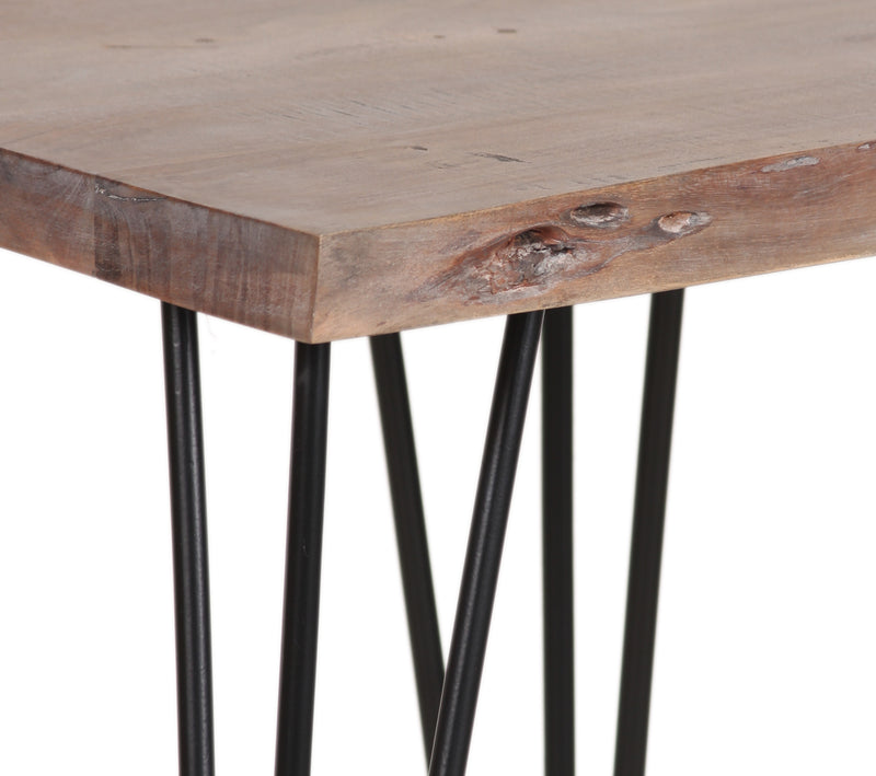 Live Edge Forge End Table w/Hair Pin Legs - Slate Grey & Black