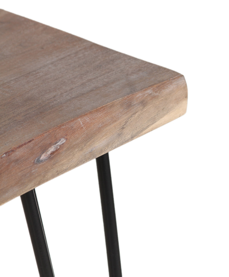 Live Edge Forge End Table w/Hair Pin Legs - Slate Grey & Black