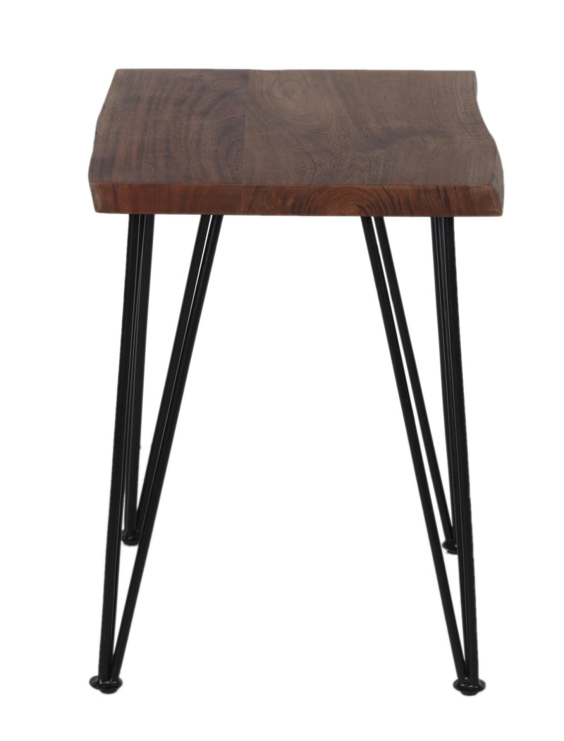 Live Edge Forge End Table w/Hair Pin Legs -Washed Walnut & Black