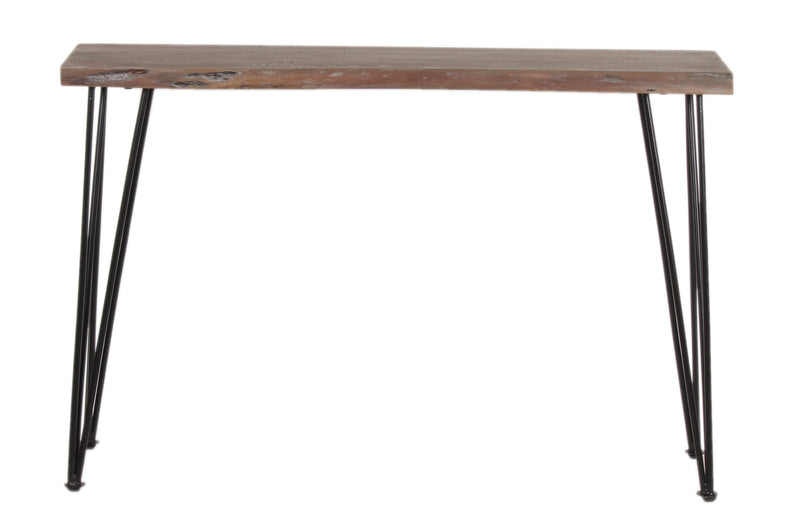 Live Edge Forge Console Table w/Hair Pin Legs -Slate Grey & Black