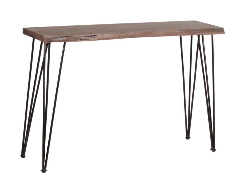 Live Edge Forge Console Table w/Hair Pin Legs -Slate Grey & Black