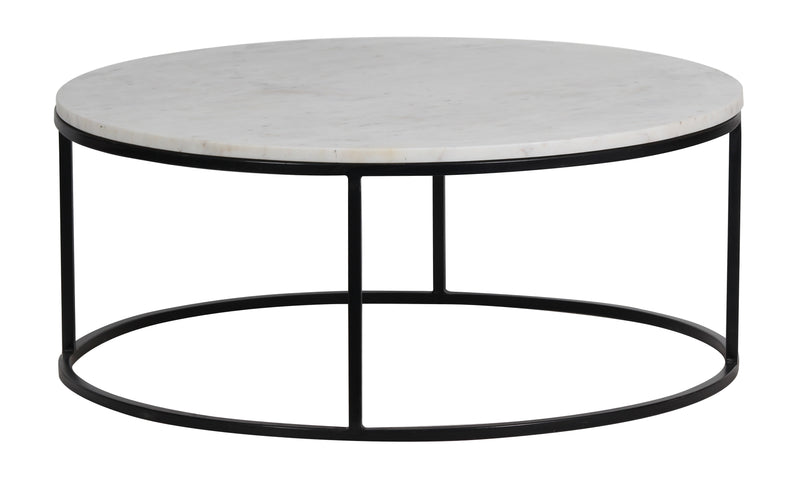 Keywest Tables Round Top Cofee Table -White Marble & Black