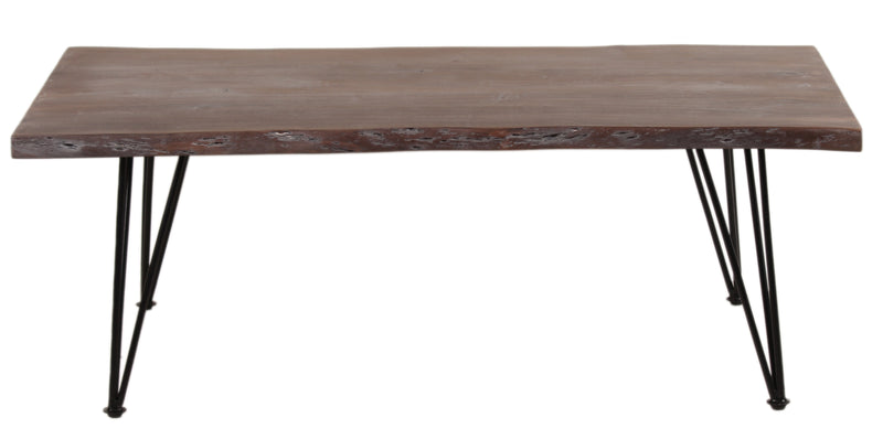 Live Edge Forge Coffee Table w/Hair Pin Legs - Slate Grey & Black