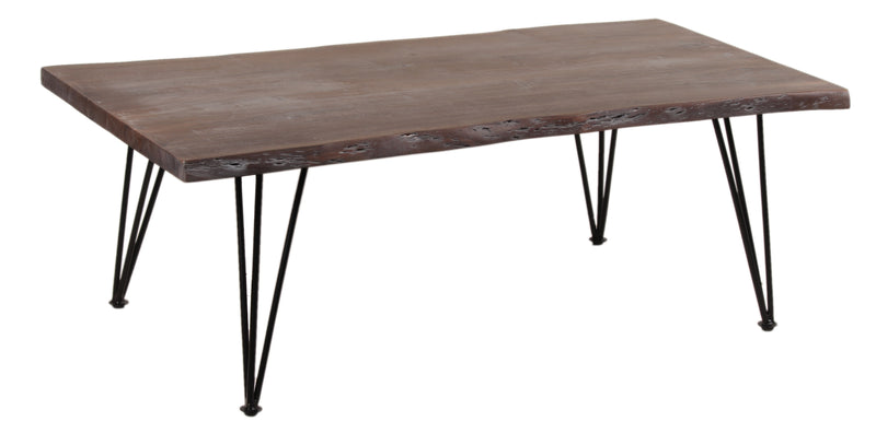 Live Edge Forge Coffee Table w/Hair Pin Legs - Slate Grey & Black