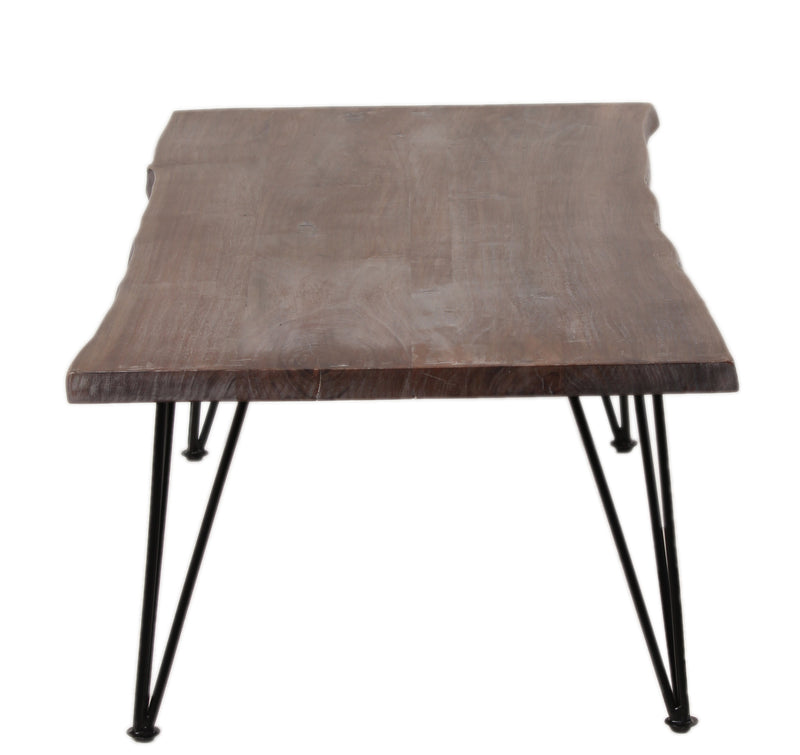 Live Edge Forge Coffee Table w/Hair Pin Legs - Slate Grey & Black