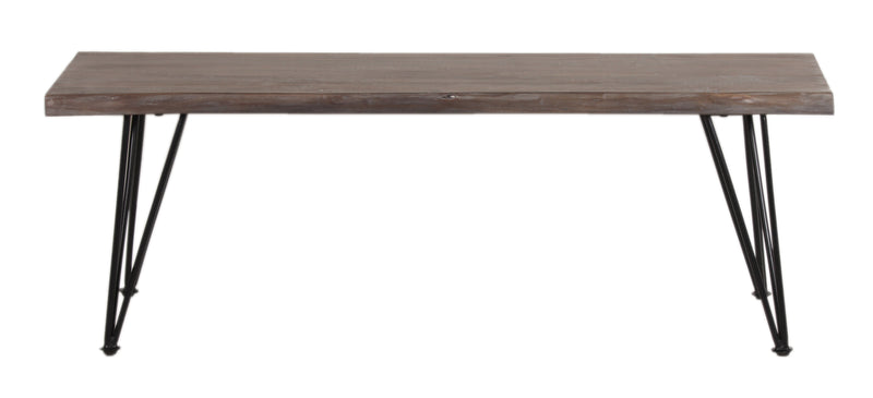 Live Edge Forge Bench w/Hair Pin Legs - Slate Grey & BlacK