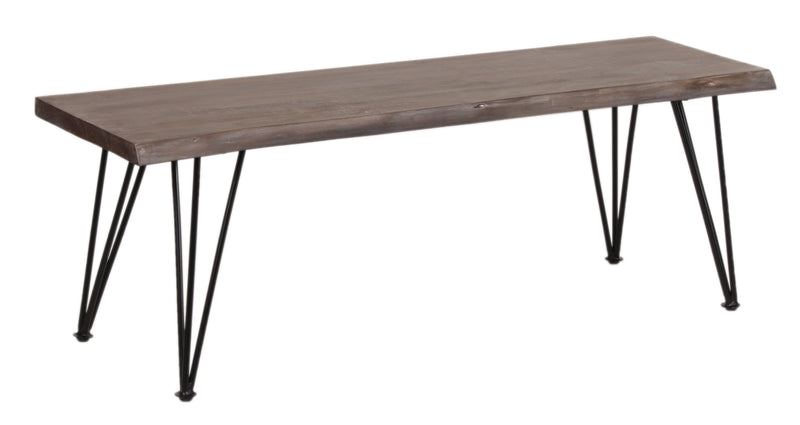 Live Edge Forge Bench w/Hair Pin Legs - Slate Grey & BlacK