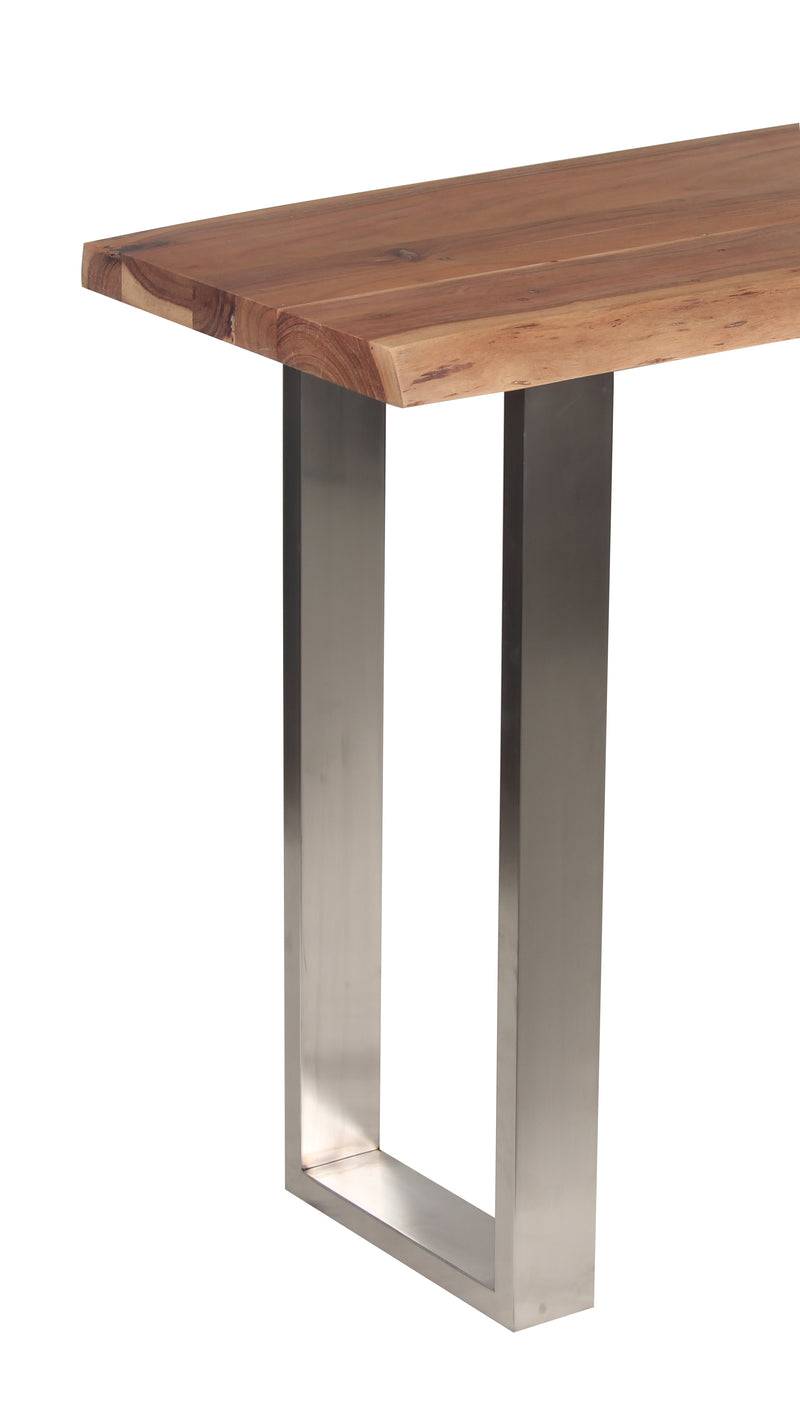 Live Edge Top Console Table w/U Legs - Natural & SS