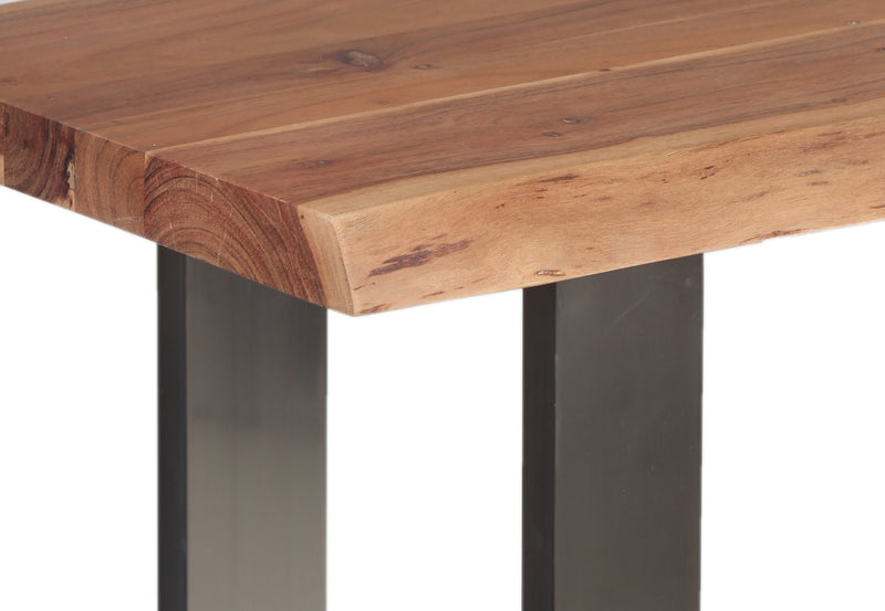 Live Edge Top Console Table w/U Legs - Natural & SS