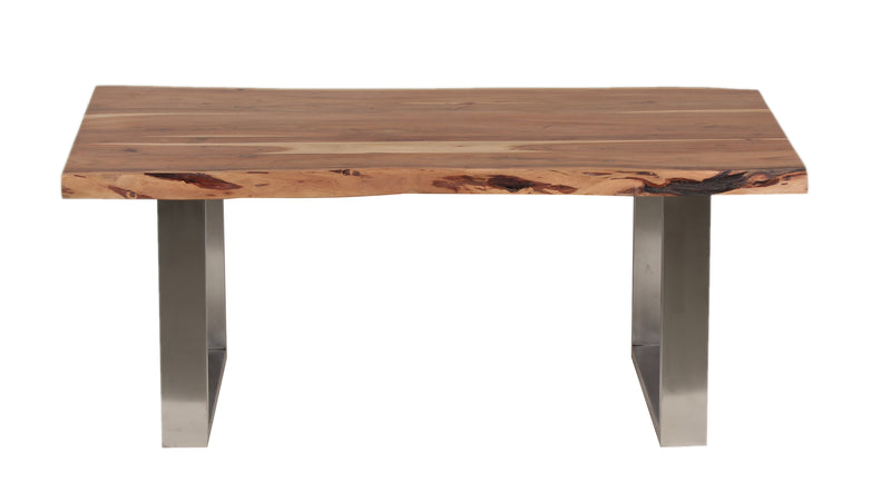 Live Edge Top Coffee Table w/U Legs -Natural & SS