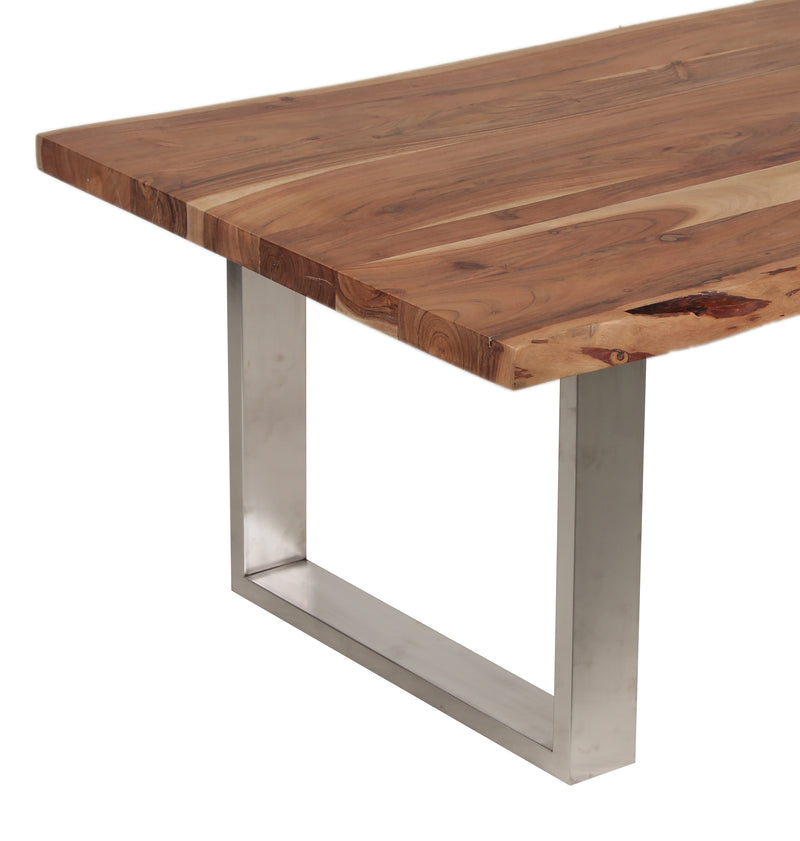 Live Edge Top Coffee Table w/U Legs -Natural & SS