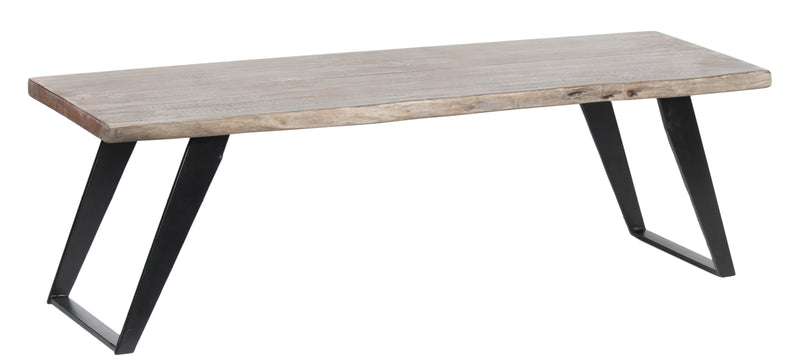 Yuki Live Edge Dining Bench - Slate Grey & Black