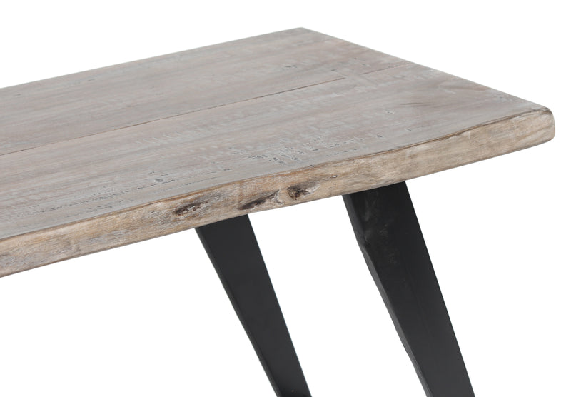 Yuki Live Edge Dining Bench - Slate Grey & Black