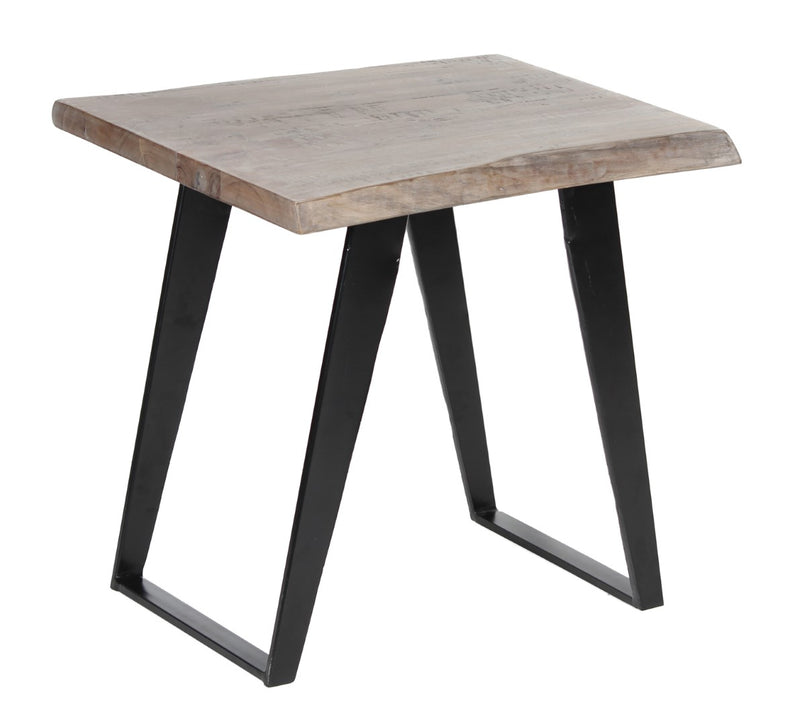 Yuki Live Edge Side Table - Slate Grey & Black