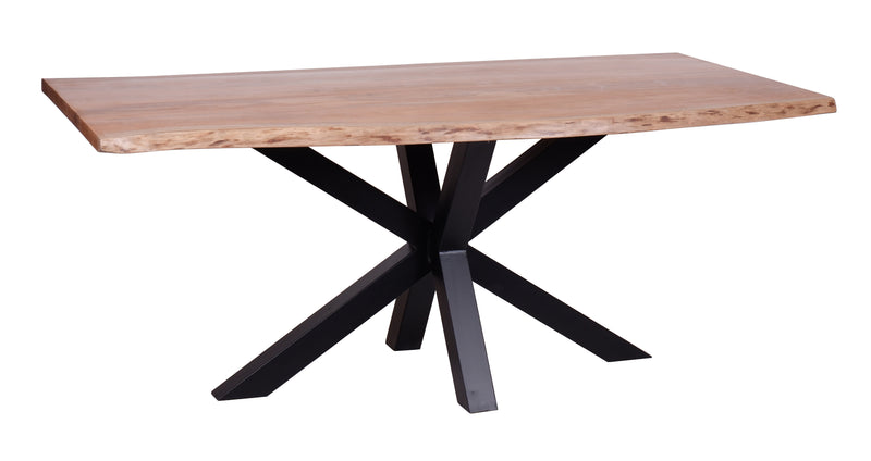 Spider Leg Free Edge Solid Sheesham Dining Table - Natural & Black