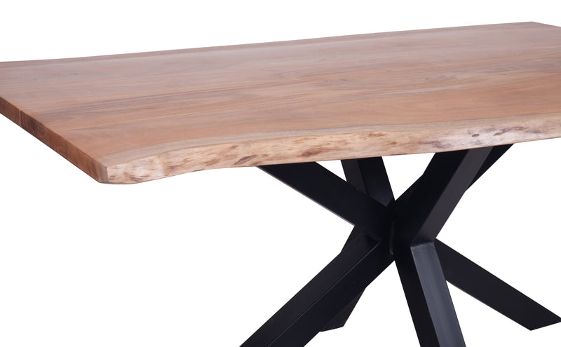 Spider Leg Free Edge Solid Sheesham Dining Table - Natural & Black