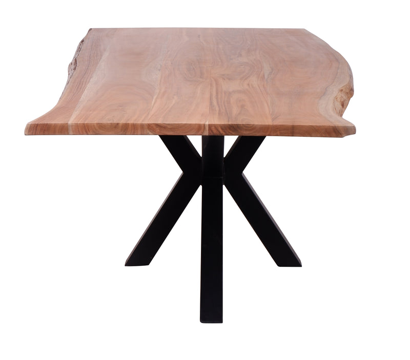 Spider Leg Free Edge Solid Sheesham Dining Table - Natural & Black