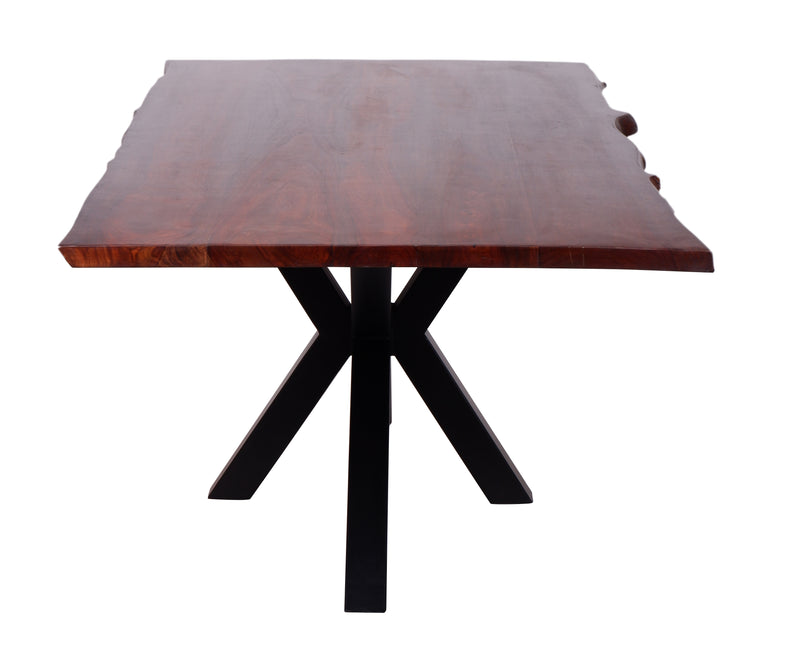 Spider Leg Free Edge Solid Sheesham Dining Table - Natural & Black