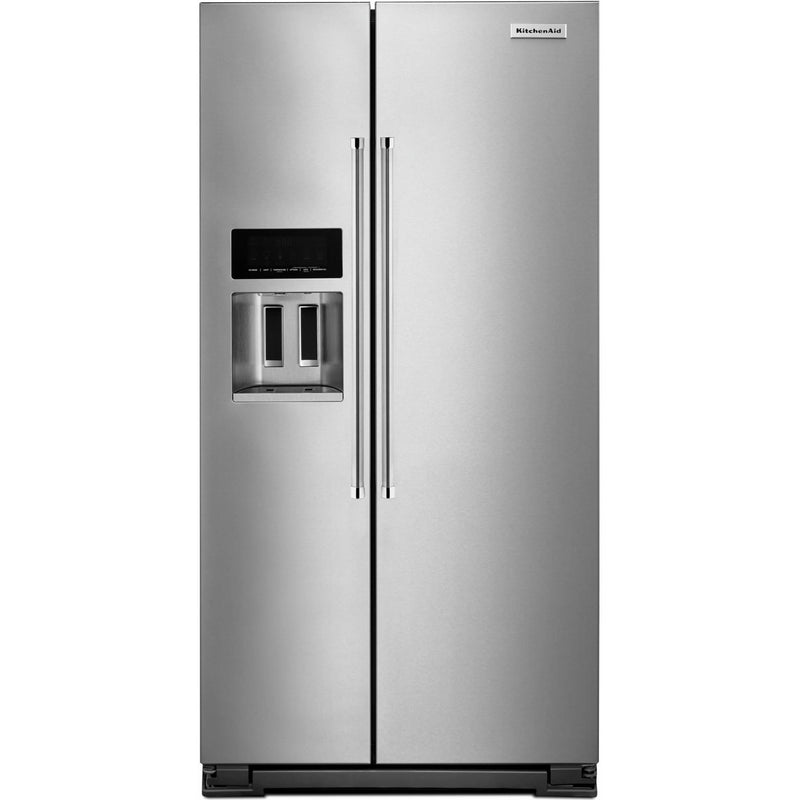 KitchenAid 22.6 cu ft. Counter-Depth Side-by-Side Refrigerator with Exterior Ice and Water Dispenser KRSC703HPS IMAGE 1