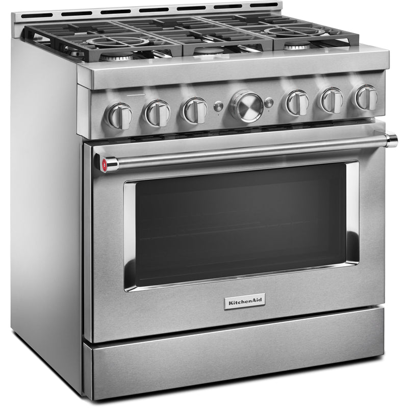 KitchenAid 36-inch Freestanding Gas Range with Even-Heat™ True Convection KFGC506JSS IMAGE 3