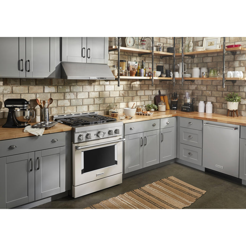 KitchenAid 30-inch Freestanding Gas Range with Even-Heat™ True Convection KFGC500JMH IMAGE 2