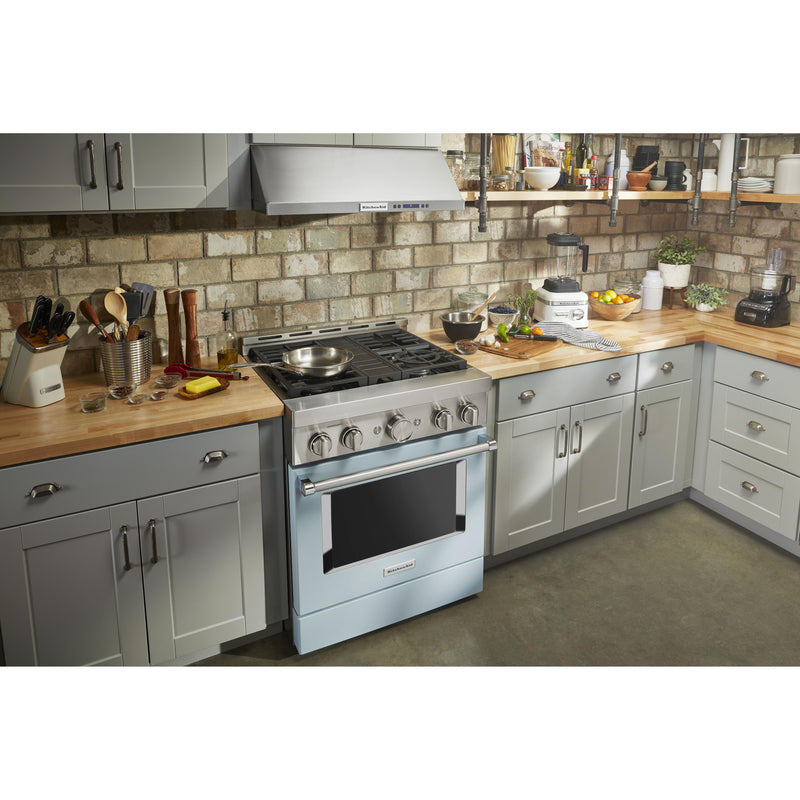 KitchenAid 30-inch Freestanding Gas Range with Even-Heat™ True Convection KFGC500JMB IMAGE 2