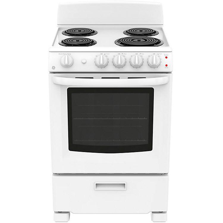 GE 24-inch Freestanding Electric Range with Sensi-Temp Technology JCAS300DMWW IMAGE 1