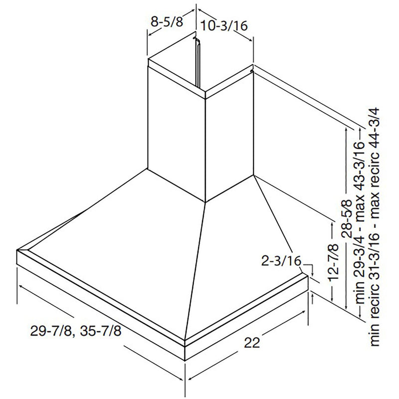 Best 36-inch WCP1 Series Wall Chimney Hood WCP1366SS IMAGE 8