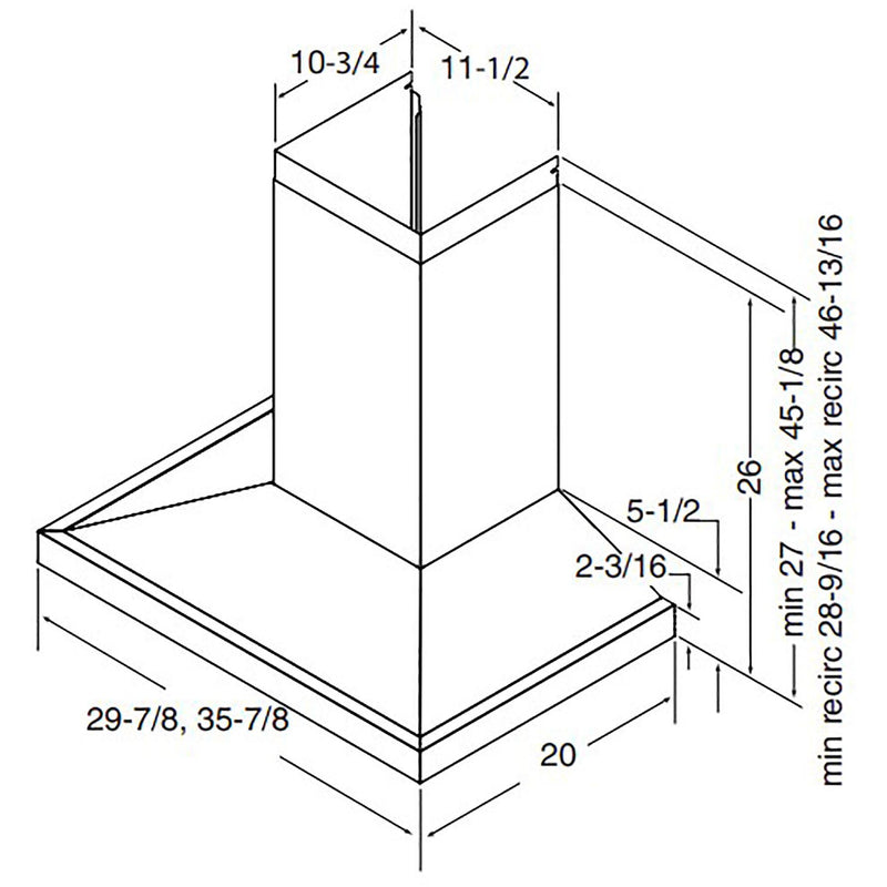 Best 30-inch WCS1 Series Wall Chimney Hood WCS1306BLS IMAGE 7